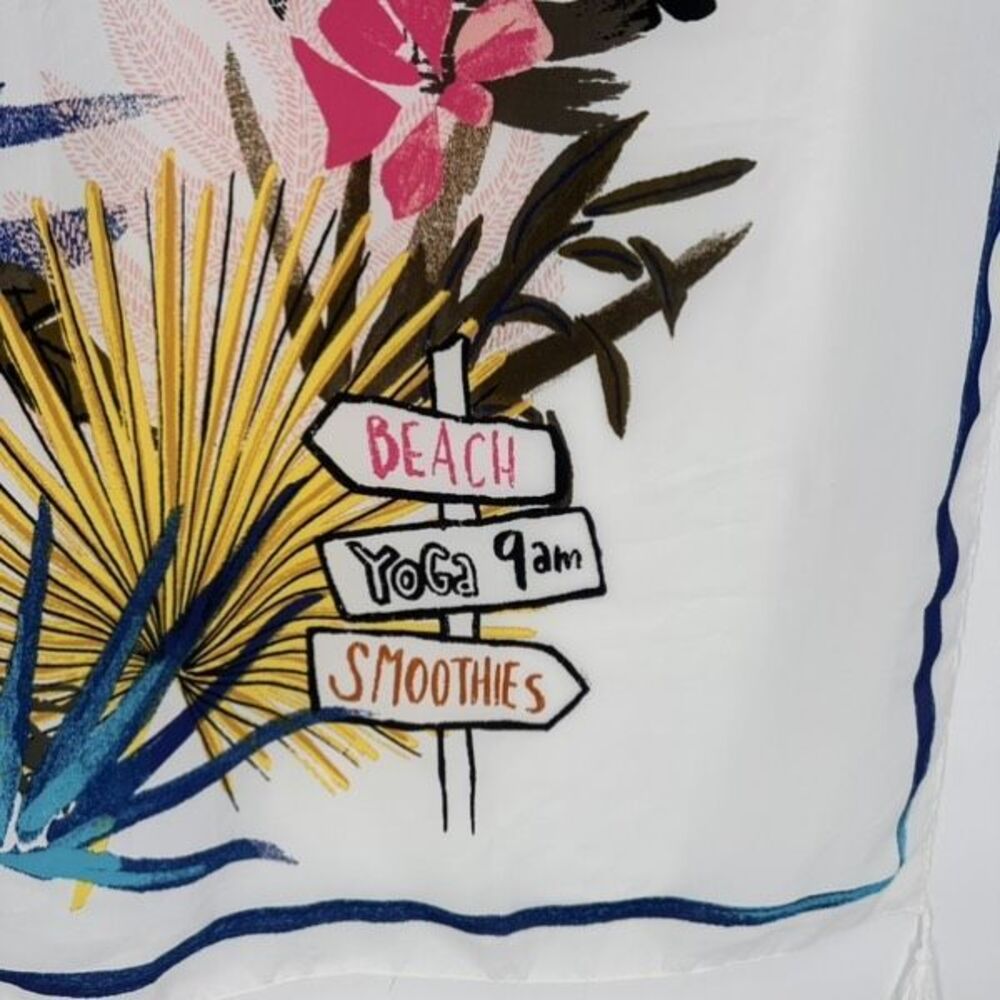 A New Day Scarf Wrap Tropical Print Toucan‎ Beach Island Large Fringe - Picture 3 of 13